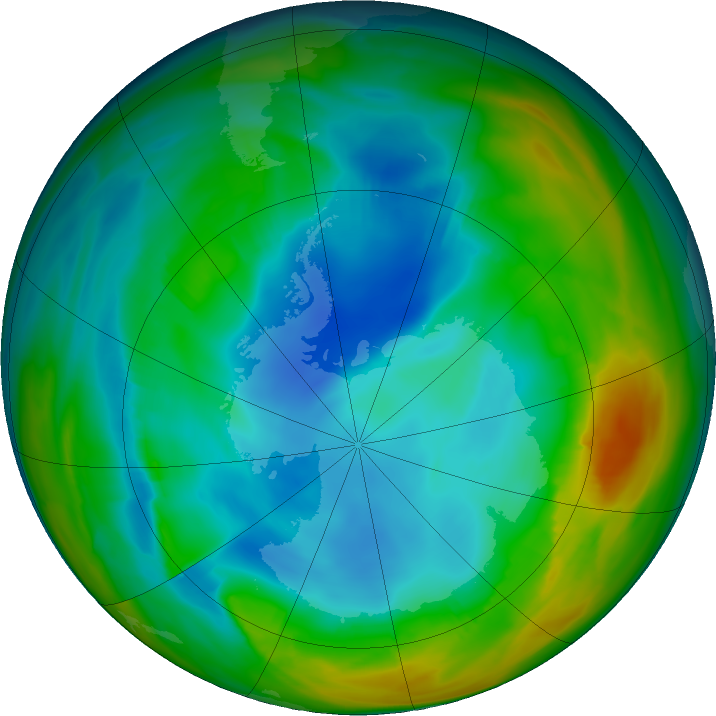 Antarctic ozone map for 26 July 2019